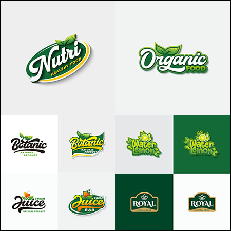 8款绿色有机水果植物食品LOGO标志企业徽标
