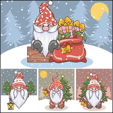 10款圣诞节可爱卡通圣诞老人海报背景16设计网矢量插图精选