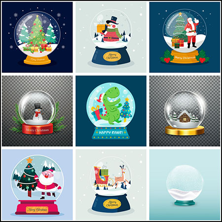 9款圣诞节水晶球装饰摆件插图素材中国矢量素材精选