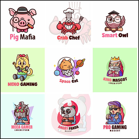 10款卡通动物LOGO标志企业徽标印染图案素材中国矢量模板精选