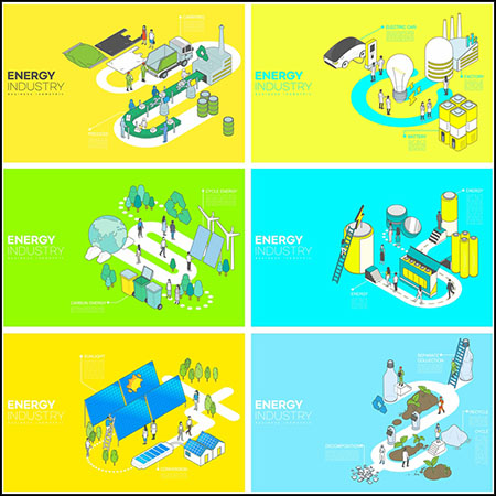 8款新能源环保科技插画AI16图库矢量素材精选