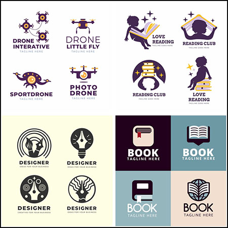 8套语言编程钢笔书籍阅读学习无人机LOGO标志16设计网矢量素材精选