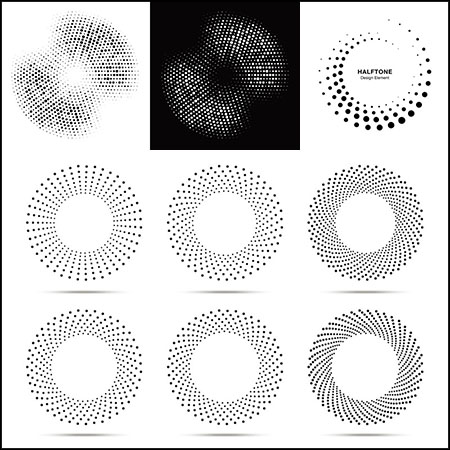 5套点和半色调圆形图案易图库矢量