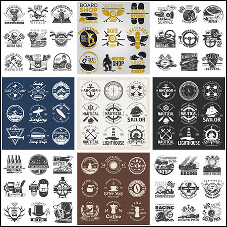 15套复古体育用品咖啡店航海旅行LOGO标志16设计网矢量素材精选
