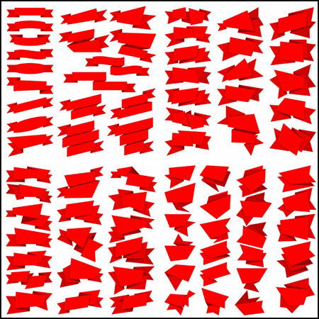 8套红色丝带横幅普贤居矢量素材精选