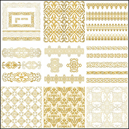 13款欧式金色装饰图案花边16设计网矢量素材精选