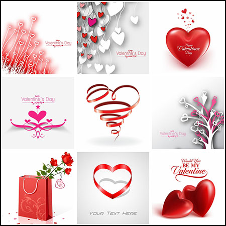 17款情人节红色3D立体爱心16设计网矢量插图精选