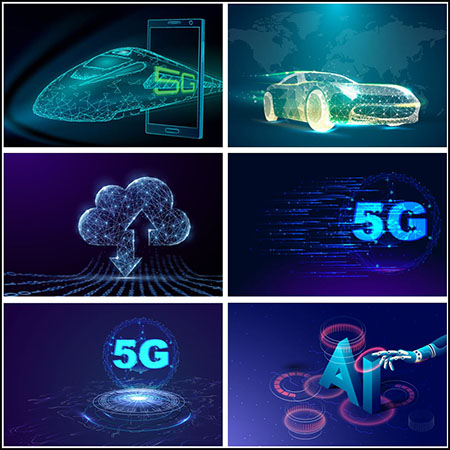 20款5G未来智能科技背景16素材网矢量素材精选