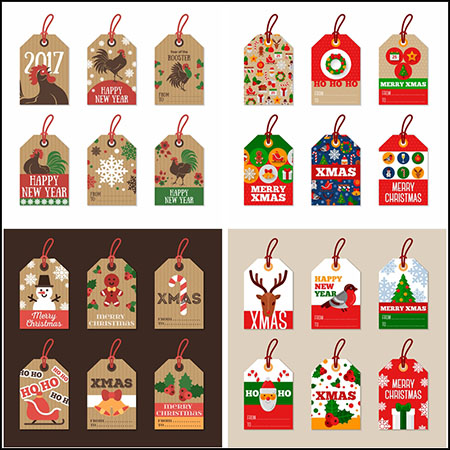 17套雪人麋鹿圣诞老人圣诞节风格吊牌16设计网矢量素材精选