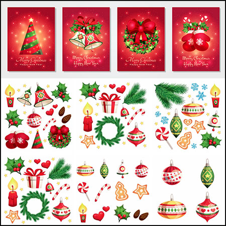 19款圣诞节海报装饰物件16设计网矢量素材精选