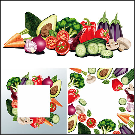5款新鲜蔬菜插图背景16图库矢量素材精选