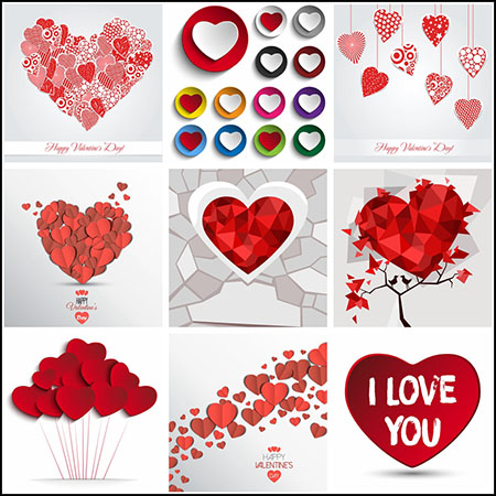 10款情人节爱心装饰插图背景16设计网矢量素材精选