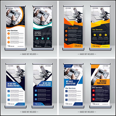 6套商业企业风格宣传展板易拉宝16素材网矢量模板精选