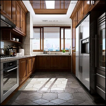 kitchen现代厨房室内场景3D模型素材天下精选