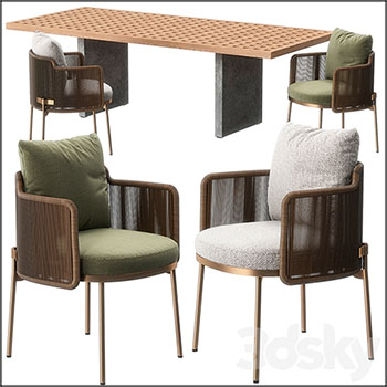 桌子和带扶手的休闲椅3D模型16设计网精选