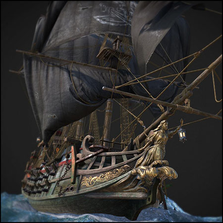黑帆：凯瑟琳海盗船3D模型素材天下精选