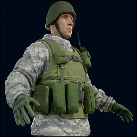 男性美国大兵3D模型16素材网精选