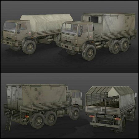军用卡车运输车3D模型素材天下精选
