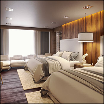 酒店卧室室内场景3D模型