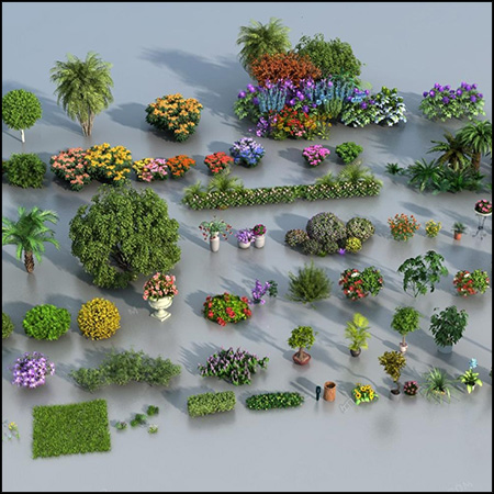 现代户外花坛植物花草园林景观小品3D模型
