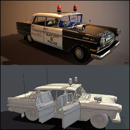 美国警车程式化3D模型16设计网精选