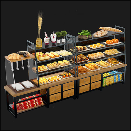 现代面包店面包展示保鲜柜3D模型16设计网精选