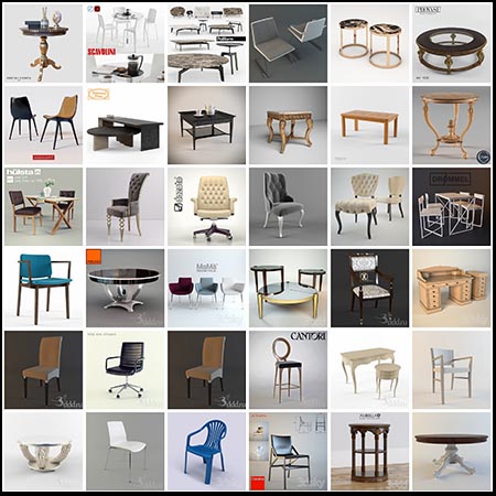 210款椅子、沙发椅、茶几、桌子、办公椅3D模型16设计网精选