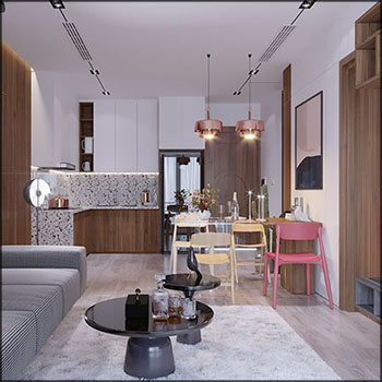 厨房-客厅内部室内场景3D模型16设计网精选