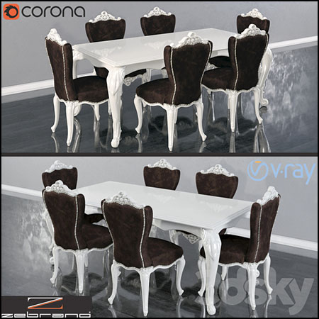 Zebrano Casa Emily欧式餐桌餐椅3D模型