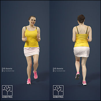 体育运动跑步慢跑的低多边形女人3D模型