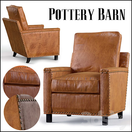 Pottery Barn泰勒皮革扶手椅3D模型