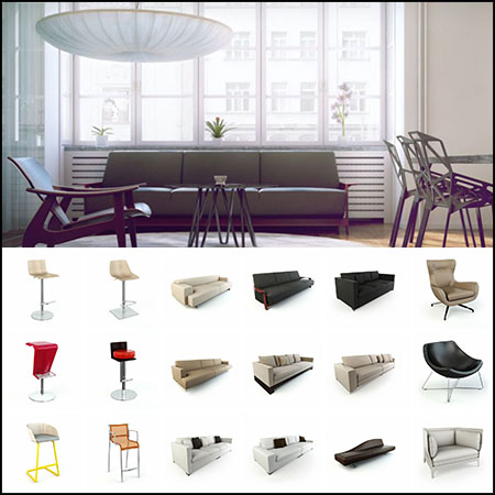 80款现代座椅凳子和沙发3D模型素材天下精选