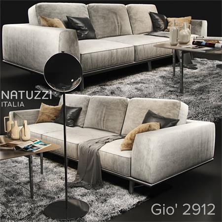 三人沙发3D模型16设计网精选natuzzi Gio 2912