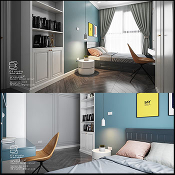 现代风格卧室室内场景3D模型16设计网精选2