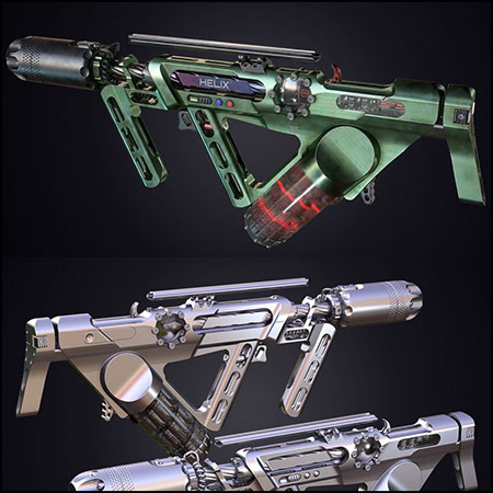 Helix Rifle科幻步枪3D模型16素材网精选