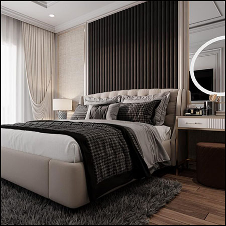 现代欧式卧室场景3D模型16素材网精