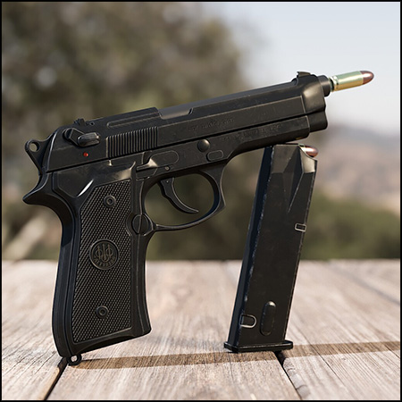 Beretta M9手枪贝雷塔M9 3D模型16素材网精选