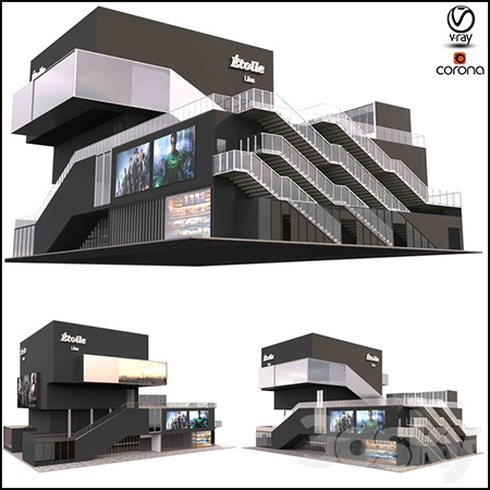 电影院建筑室外场景3D模型16设计网精选
