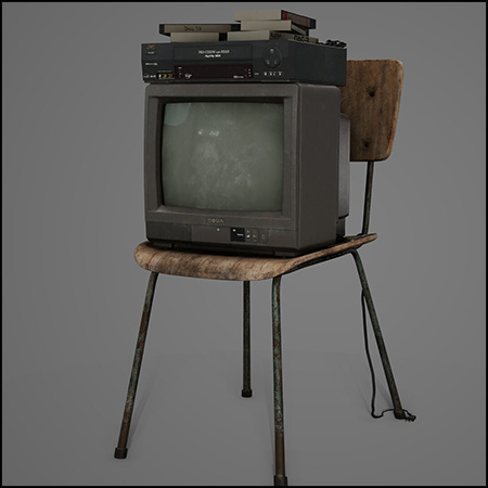 90年代老式电视机和影碟机3D模型