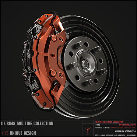 Iif轮辋和轮胎MA/FBX/OBJ格式3D模型16图库网精选