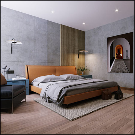 现代欧式卧室场景3D模型16图库网精