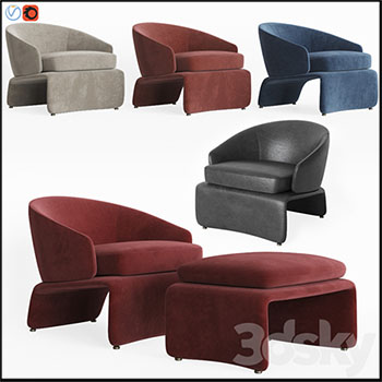 扶手椅和脚凳套装3D模型16设计网精选