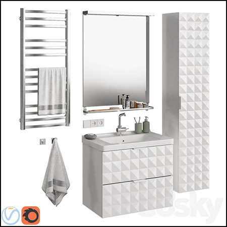 Ikea宜家卫生间洗脸台洗漱台镜子3D模型16设计网精选