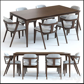 木质餐桌和餐椅3D模型16设计网精选