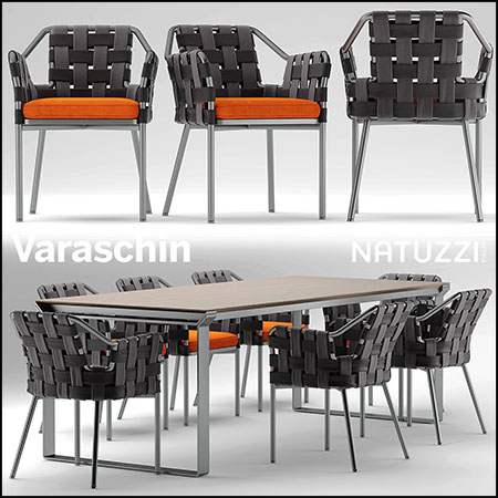 Varaschin腰带椅和 Natuzzi餐桌3D
