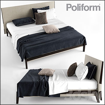 POLIFORM双人床和枕头3D模型素材天