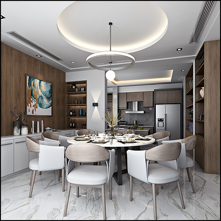 现代餐厅开放式厨房场景3D模型16设计网精选