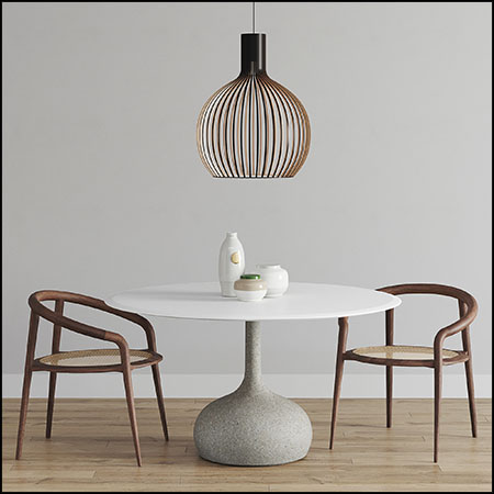 Alias Saen圆形团圆桌和餐椅3D模型