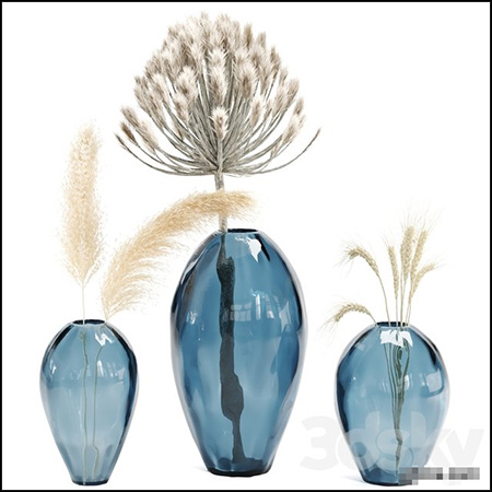 玻璃花瓶花卉室内装饰品摆件3D模型16图库网精选