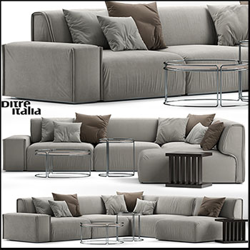 整体转角沙发和沙发靠垫3D模型